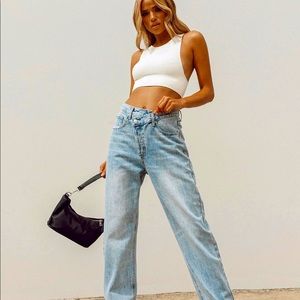 Asymmetric Straight Leg Jeans